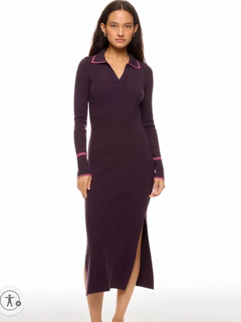 Marine Layer Contrast Trim Tong Sleeve Polo Sweater Dress, Size XS